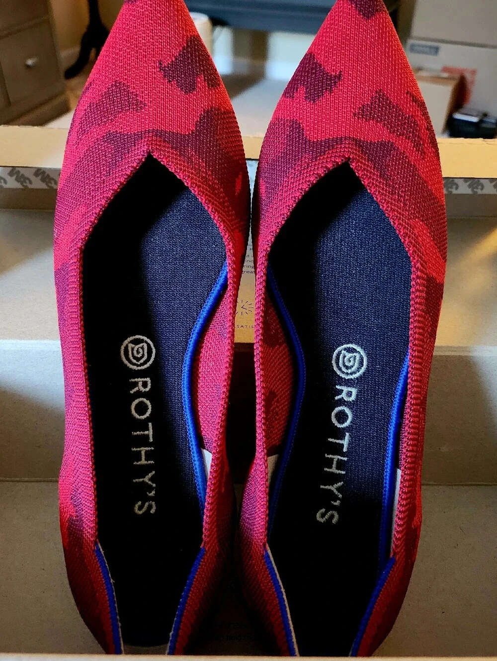 Rothy's The Point Red Camo Flats Size 10